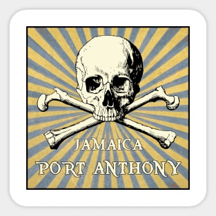 Ports of the Caribbean Pirates - Port Anthony, Jamaica (Blue) Sticker